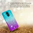 thumbnail image 4 of SOATUTO For LG Q7 Phone Case LG Q7 Plus Glitter Case Sparkle Glitter Flowing Liquid Quicksand with Shiny Bling Diamond Women Girls Cute Case For LG Q7 Plus / LG Q7 5.5 inch - Green+Purple, 4 of 7