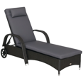 thumbnail image 1 of Outsunny Chaise Longue en Rotin avec Appuie-Tête et Dossier Réglable, 1 of 10