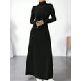 thumbnail image 4 of Women Long Sleeve Maxi Dress Fall Winter Casual Turtle Neck Ribbed Knit Bodycon Going Out Dresses Black L, 4 of 7
