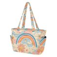 thumbnail image 2 of FORMRS Tote Bag for Women Quilted Large Capacity Travel Work Carry On Shoulder Handbag, Pink Retro Sun, 2 of 7