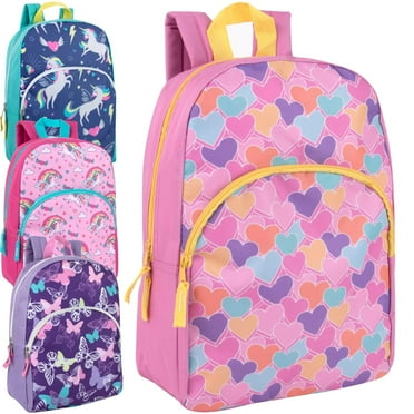 24 Pack of Bulk Wholesale 15 Inch Fun Printed Backpacks for Commute and Travel in Magical Female Prints Pack