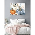 thumbnail image 3 of Thanksgiving Fall Canvas Print Wall Art Framed Canvas Art Wall Decor Pumpkin Eucalyptus Leaves White Pictures Painting Morden Artwork for Living Room Bedroom, Ready to Hang - 16"x20", 3 of 6