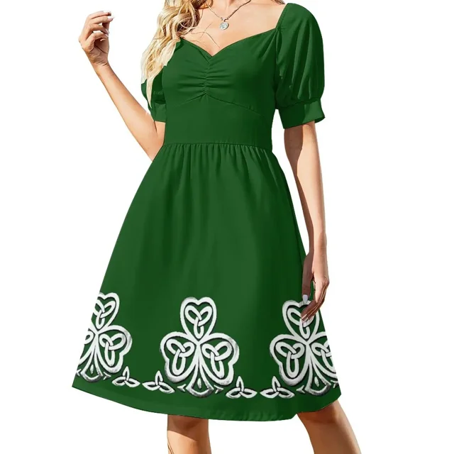 Vestido de manga corta con trébol celta para mujer, vestidos de verano para mujer, vestidos de fiesta para mujer, vestidos de verano para mujer