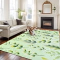 thumbnail image 3 of Green Leaves Area Rugs Collection 6'x9', Summer Botanical Farmhouse Leaf Non Slip Indoor Rectangle Throw Runner Rug Floor Mat Carpet for Living Room Dining Table Bedroom Nursery, 3 of 9