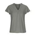 thumbnail image 4 of Pntutb Clothes,Womens Loose Casual Short Sleeve V-Neck Solid Casual Blouse T-Shirt Tunic Tops, 4 of 6