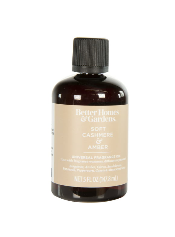 Better Homes & Gardens Universal Fragrance Oil, Soft Cashmere & Amber, 5 fl oz, for use with Fragrance Oil Diffusers, Fragrance Warmers, Potpourri, and Wicking Fragrance Diffusers