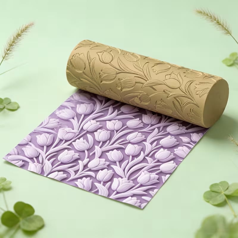 Tulip Textured Embossing Polymer Clay Roller  a must-have texturing tool for ceramic sculptures