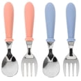 thumbnail image 1 of SHISUYAN 4Pcs Toddlers Tableware Stainless Steel Reusable Spoon and Fork Set, 1 of 8