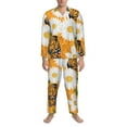 thumbnail image 4 of Kll White Floral And Butterflies Sleepwear Mens Flannel Pajamas,Long Cotton Pj Set, 4 of 9