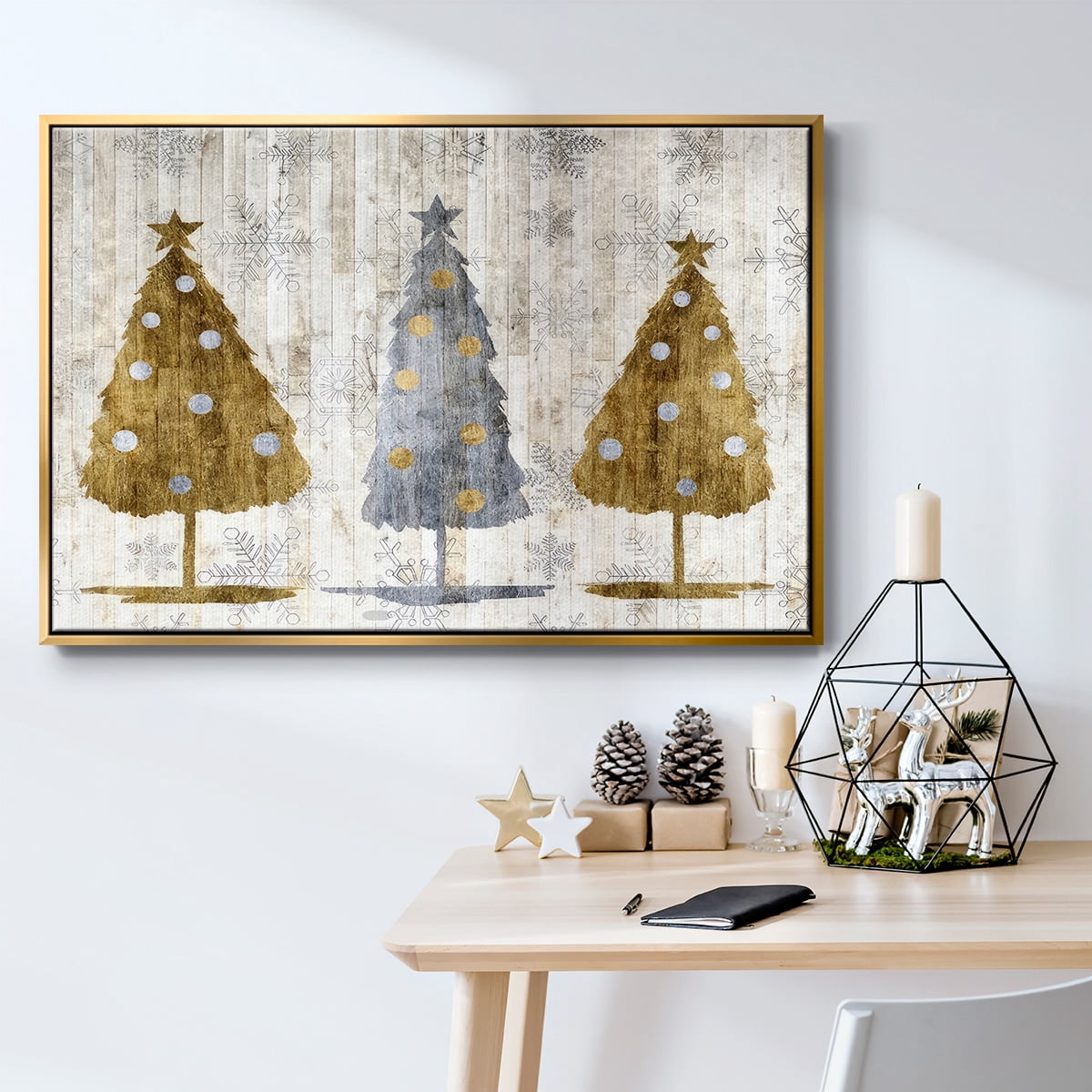 Sophisticated Christmas Collection A - Framed Gallery Wrapped Holiday Canvas - 25 x 37 - Gold Frame