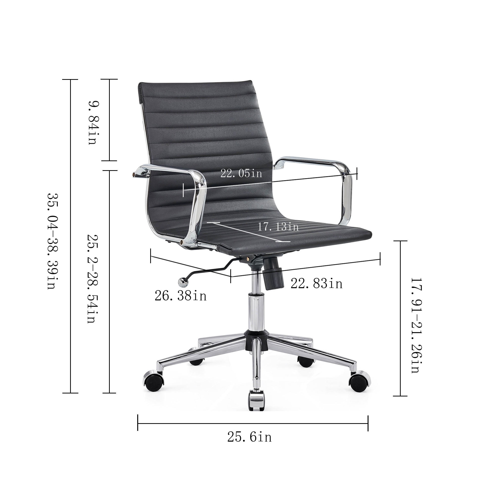 LUXMOD Mid Back Home Office Desk Chair Task Chair with Armrest Swivel Chair in Durable Vegan Leather Ergonomic Desk Chair for Extra Back and Lumbar Support Conference Room Chair