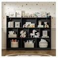 Black bookshelf, Wood Bookcase with 3 Tier Open Shelves, 10Cube