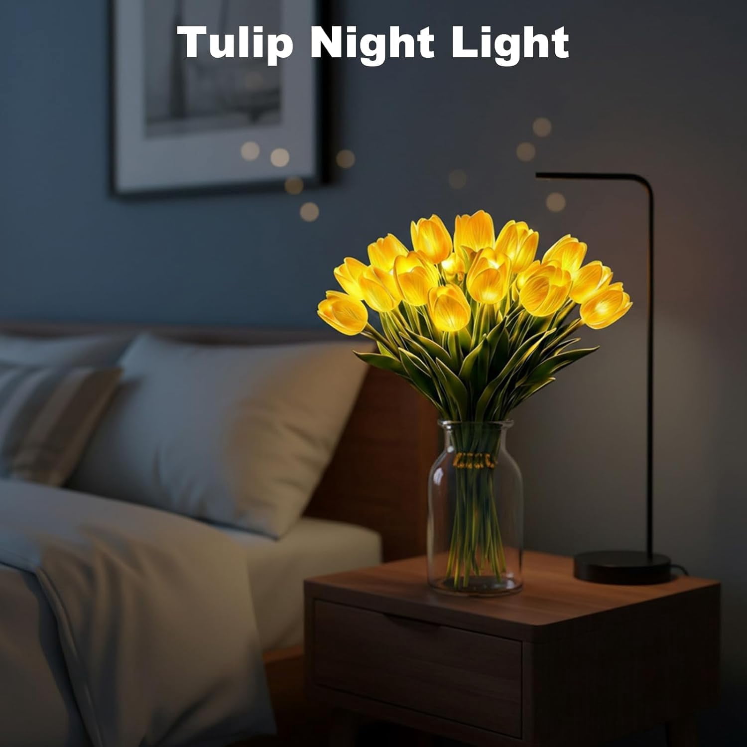 Radiant Romantic Tulip Light with a Vase, 15 PCS Twinkling Tree Tulips Led Night Light, 2026 New Flower Shaped Ambient Lamp for Bedroom Bedside Decor & Gift
