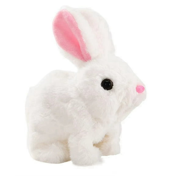 Easter Plush Toy Easter Electronic Interactive Toy Bunnies Can Walk and Talk with Sounds and Movements for Gift White