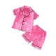 thumbnail image 1 of Odeerbi 2-6 Años Niño Niña Pijama de Verano de Satén Con Solapa Con Muesca Camisa de Manga Corta Con Estampado de San Valentín Conjunto de Pijama de Seda, 1 of 3