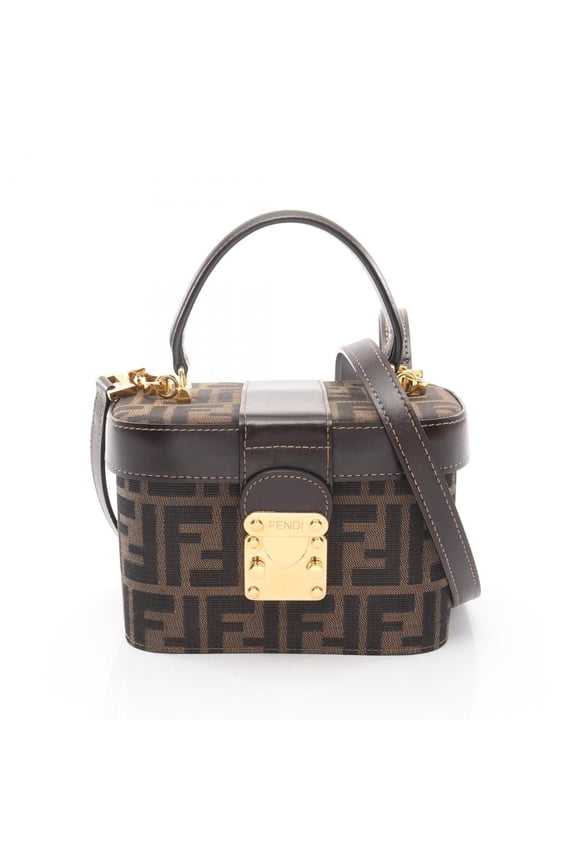 Pre-Owned Fendi Zucca handbag, canvas and leather, women's, brown