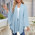 thumbnail image 3 of Women'S Elegant Shawl Wraps Soft Open Front Poncho Sweater for Spring Fall Winter Light Blue One Size, 3 of 4