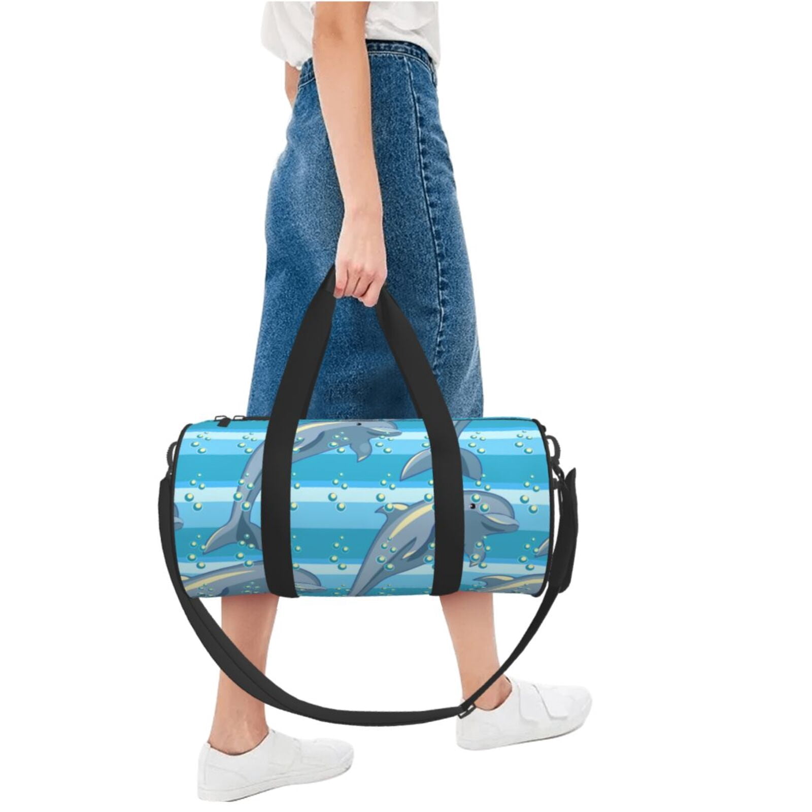 Vsdgher Dolphin 45L Foldable Duffel Bag, Sports Gym Bag,Overnight Bag, Portable Weekender Bag for Airplanes