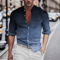 thumbnail image 2 of Camisas Hombre Vestir Camisa de manga larga para hombre, camisa con botones, camisa informal para hombre, blusa de corte superior, camisa de cambio gradual (Blue, 3XL), 2 of 6