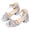 Silver, variant on 3-12Y Girls Dress Shoes Open Square Toe Heels Sandals Kids Sparkly Ankle Strap Wedding Party Flower Princess Pumps Silver