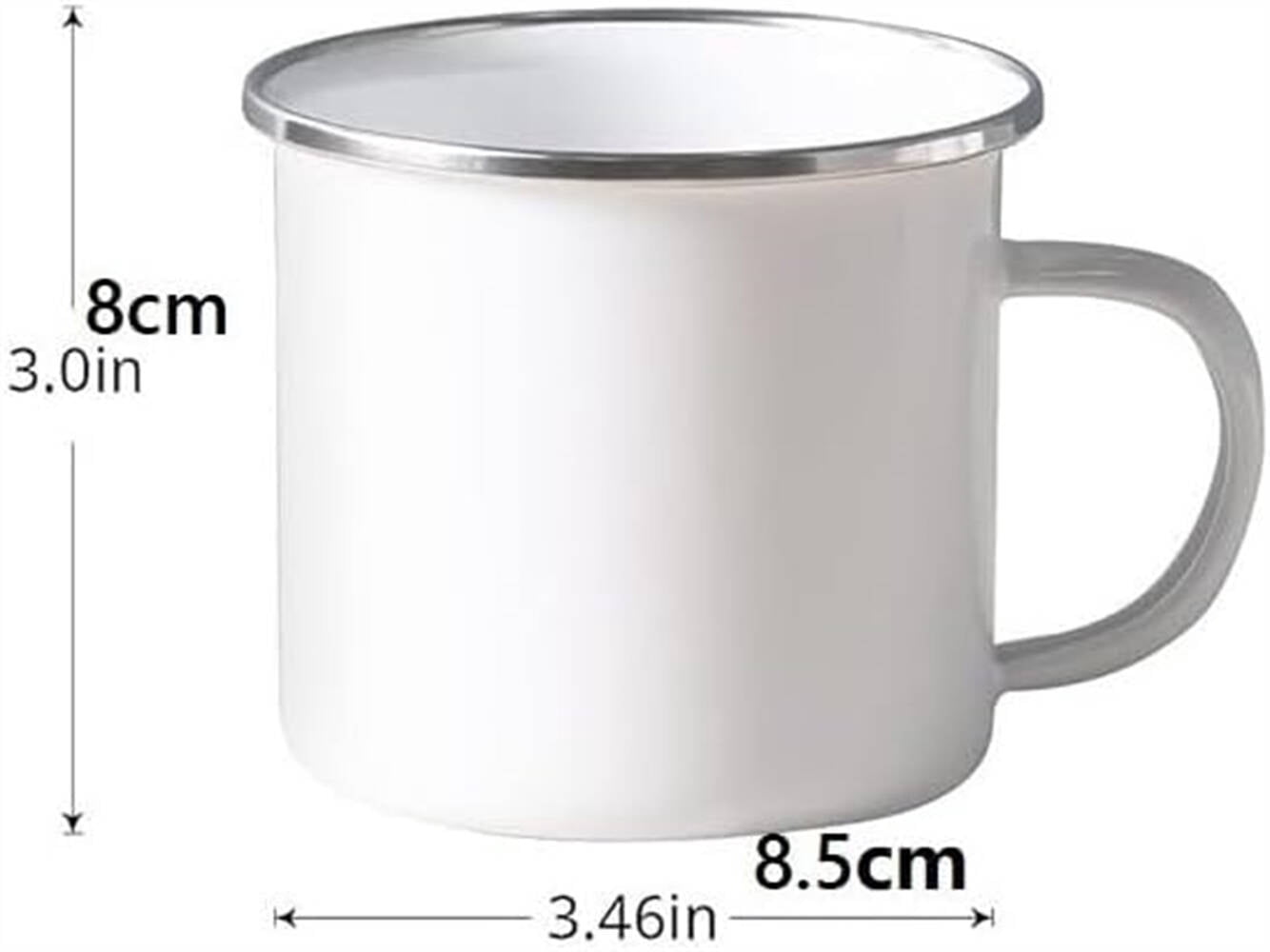 10Pcs Sublimation Blank White Enamel Mug 11 OZ Rim Camping Travel Coffee Cup Silver Metal Mug DIY Heat Transfer Print gift for Christmas