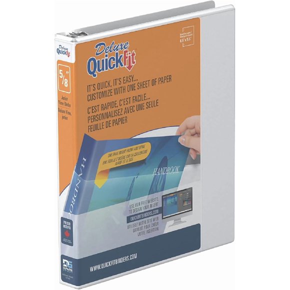 HZXC-QUICKFIT Antimicrobial Round Ring Binder - 5/8" Binder Capacity - 5 1/2" x 8 1/2" Sheet Size - Round Ring Fastener - 2 Internal Pocket(s) - White - Recycled - 1 Each, 85000