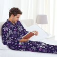 thumbnail image 5 of Bingfone Men's Pajama Set 2 Piece Loungewear PJs, Long Sleeve with Pajama Pants-Christmas Purple Snowflakes, 5 of 7
