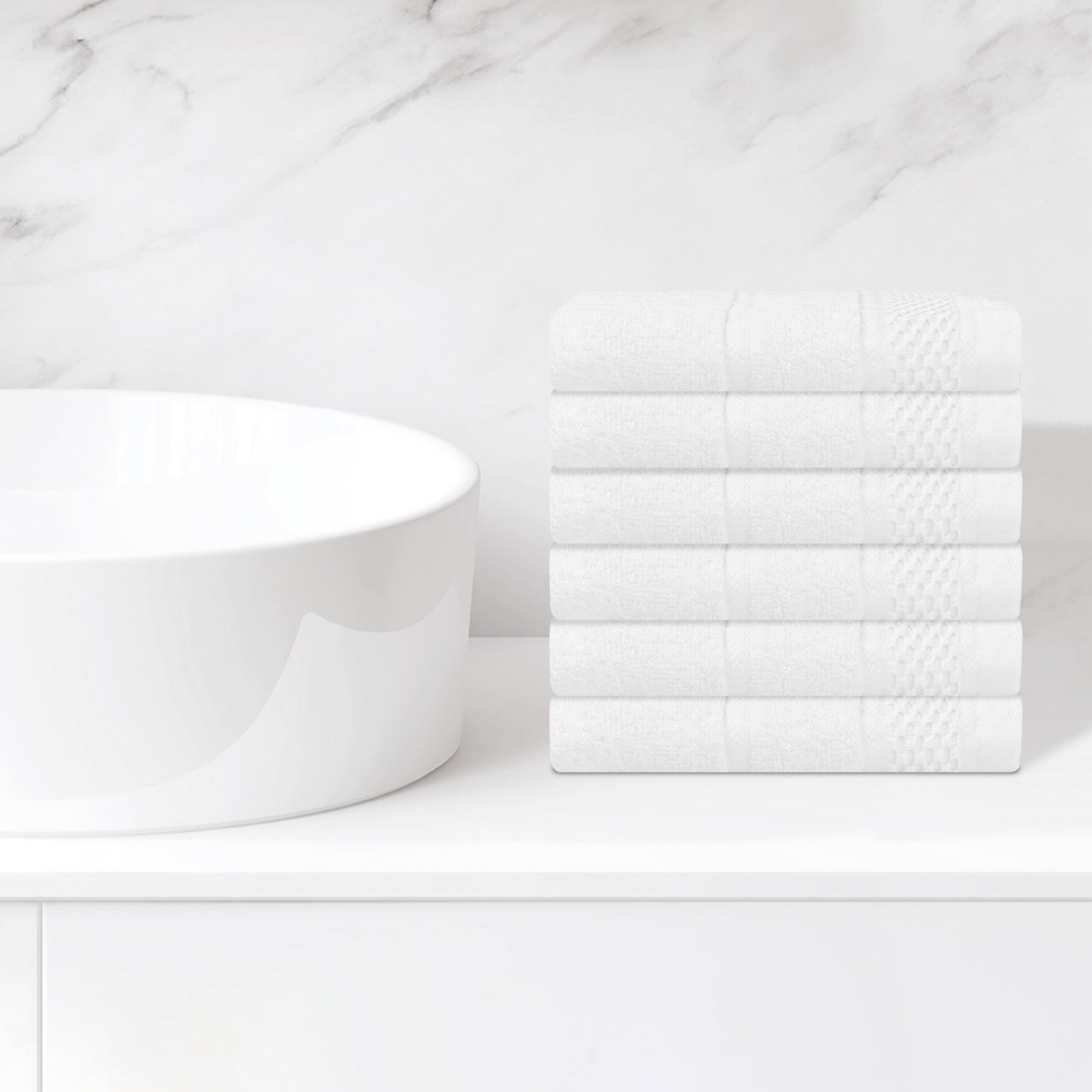 Unique Bargains Cotton Wash Cloths for Face Striped Face Cloths Highly Absorbent Towels White