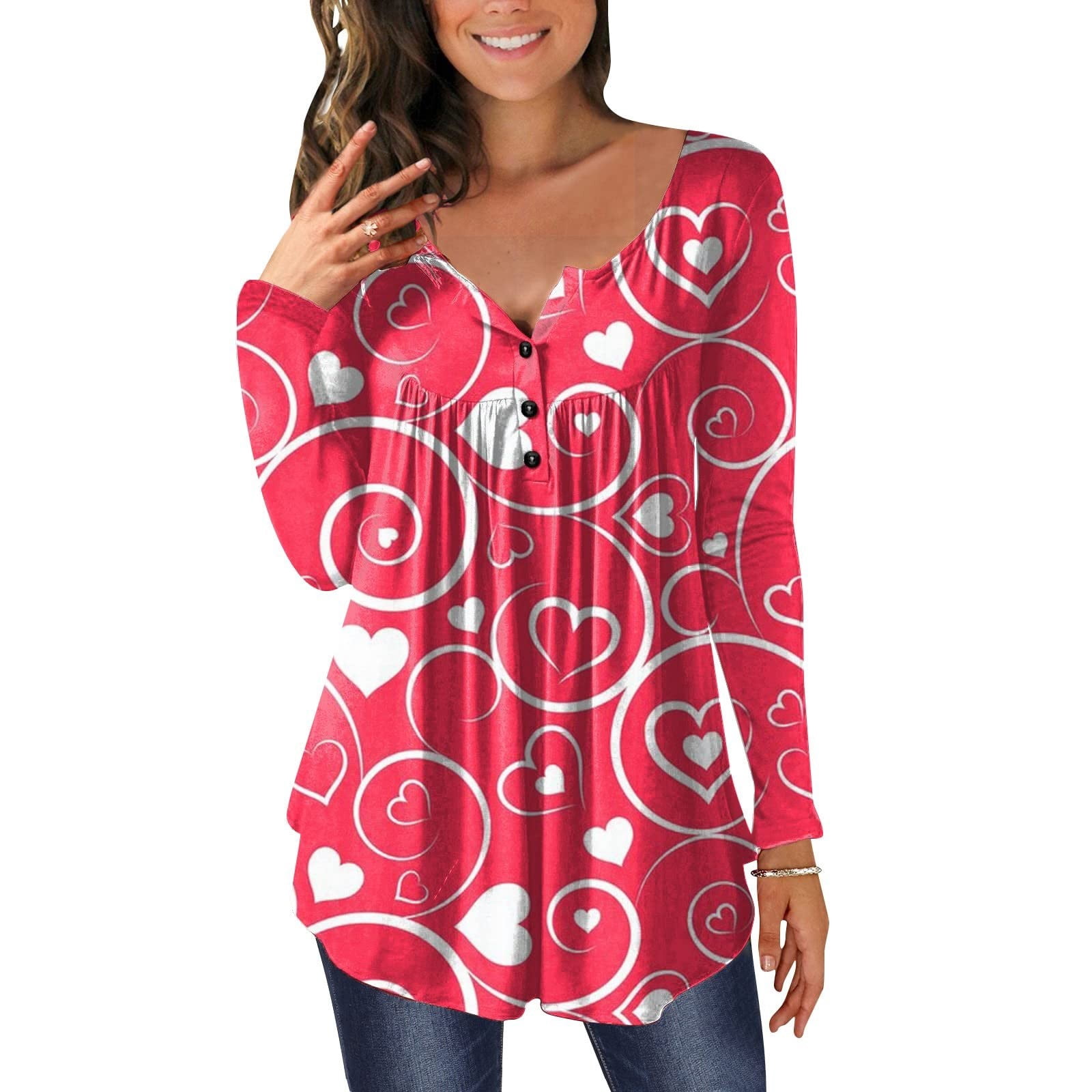 womens red tunic tops for leggings