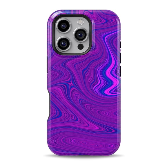 DesignSkinz Scratch-Resistant Hard Slim Case Compatible with iPhone 16 Pro (Compatible with MagSafe) - Dark Purple and Blue Oil Mix