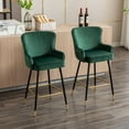 thumbnail image 2 of Dayalane 26" Velvet Bar Stools Set of 2, Modern Wingback Counter Height Stools with Gold Footrest for Kitchen Island, Dining Room, Home Bar, Green, 2 of 7