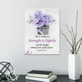 thumbnail image 3 of Christian Bible Scripture Proverbs 31:25 She is Clothed in Strength and Dignity Purple Floral Canvas Wall Art Prints Decoration for Home Girls Room Church,Christian Gifts for Women,11x14 Inch, 3 of 6