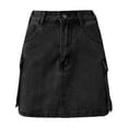 thumbnail image 5 of Fgnfyis Women's Straight Denim Skirt with Pockets Casual A-line Mini Skirt for Daily Wear Outfit Spring Summer Fall Fashion Utility Style Black XL, 5 of 5