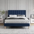 thumbnail image 2 of AUFANK Full Bed Frame Upholstered Platform with Wooden Slats, Noise-Free, Blue, 2 of 6
