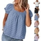thumbnail image 4 of Blusa de verano con mangas abullonadas para mujer, blusa de lunares suizos para mujer Blusa de lunares suizos para mujer Blusa de manga corta abullonada para mujer Consigue más, 4 of 6