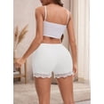 thumbnail image 2 of DARING DIVA Women's Lace Trim Ice Silk Slip Shorts M White, 2 of 7