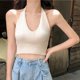 thumbnail image 3 of Txlixc Mujer Color Sólido Cuello En V Sin Mangas Halter Tops Hombro Chaleco Txlixc Sexy, 3 of 4