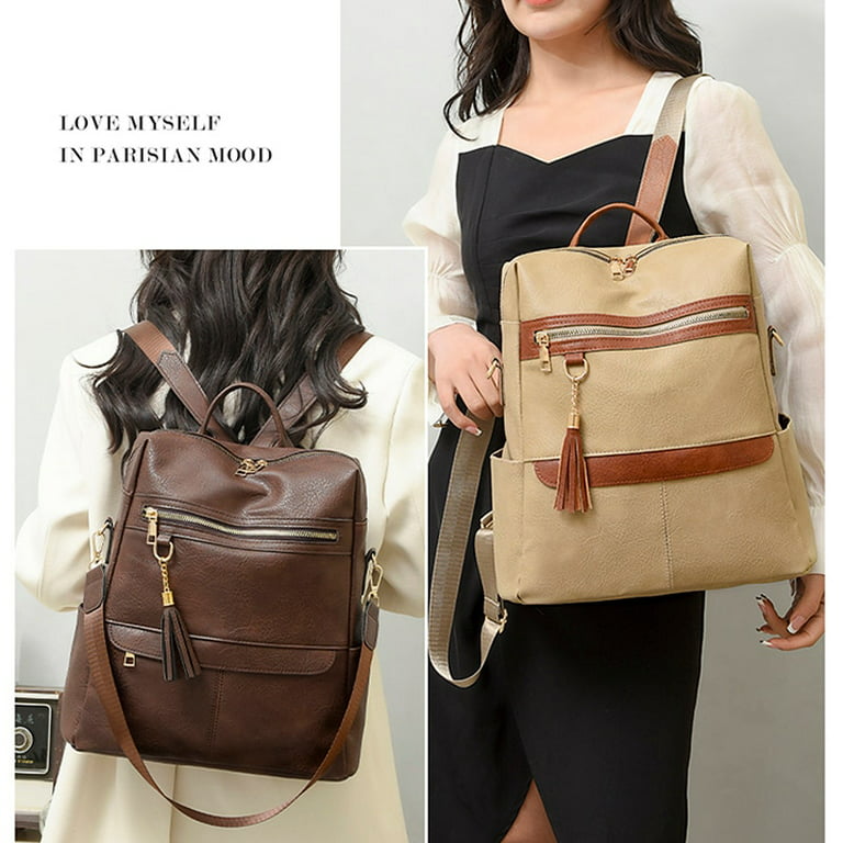 QUARRYUS Fashion Soft PU Leather Backpacks for Women Female Shoulder Bag Sac A Dos Casual Large Travel Ladies Bag Mochilas School Bags, Adult Unisex