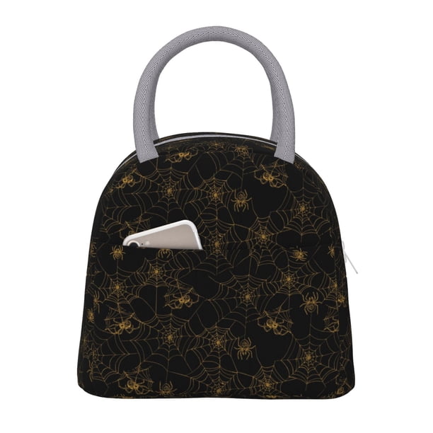 Easygdp Gold Spiders And Cobwebs Bolsa de Almuerzo Insulada Grande, Forro de Aluminio, Diseño Espacioso, a Prueba de Fugas, Ideal para Trabajo, Picnics, Viajes y Actividades al Aire Libre