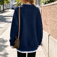 thumbnail image 5 of Womens Sweatshirt Classic Crew Neck French Terry Split Hem Loose Pullover Sweatshirts Fake Two‑Piece Long Sleeve Layered Casual Top, 5 of 6