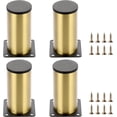 thumbnail image 1 of Patas de acero inoxidable para muebles, redondas doradas de 10 cm, juego de 4 para sillas, mesas, armarios, escritorios y sofás. Fácil instalación con tornillos, 1 of 5