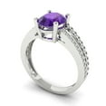 thumbnail image 2 of 2.32 ct Oval Cut Natural Amethyst Solitaire with Simulated Diamond Accents 18K White Gold Womens Engagement Ring, 2 of 5