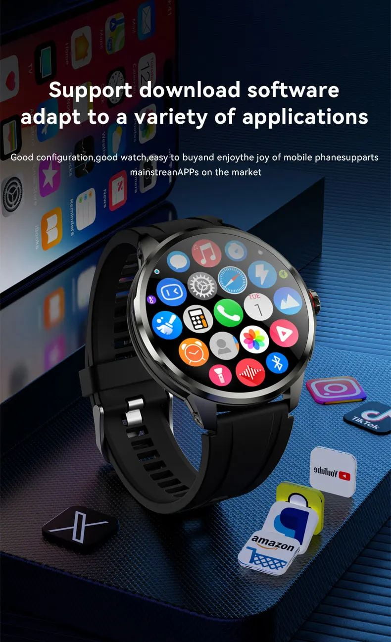 Android Smart Watch for Men Women 1.95" AMOLED Display 8GB+128GB Rotating Camera Sports Smartwatch Phone
