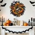 thumbnail image 6 of Eucalyptus Wreaths, Halloween Wreath for Front Door, 20 Inch Light Up Pumpkin Wreaths with 20 LED Lights Ball Ornaments Berries, Prelit Halloween Decorations Home Party Prom Decoration, 6 of 7