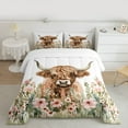 thumbnail image 2 of Feelyou Highland Cattle Kids Bedding Comforter Set, Pink Groovy Floral Twin Comforter Sets, Rustic Farmhouse Theme Reversible Bedding Set, Super Cozy Room Decor, 2 Pieces, 2 of 8