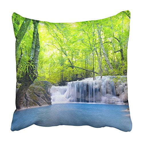 Arhome Blue Amazing Erawan Waterfall In Thailand Beautiful Nature Green Photography Pillowcase Cushion Cover 18x18 Inch Walmart Com Walmart Com