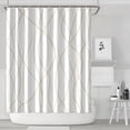 thumbnail image 2 of Beige Khaki Shower Curtain for Bathroom with Hooks, Extra Long Shower Curtain Set Stripe Bath Curtains Decorative White Shower Curtains Water Repellent Washable, 72x84, 2 of 4