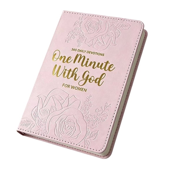 JWZZYD One Minute With God Women's Devotional Journal, Embossed Floral Faux Leather Daily Devotion Notebook, 365 Days Scripture Prayer Diary, 4.72"x6.69" Religious Gift & Daily Planner, Pink, 1 Pack
