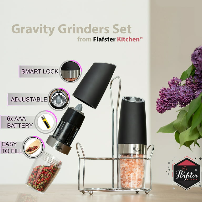 Kitcheniva Electric Gravity Salt Pepper Grinder Mill Set of 2 Silver, Set  of 2 - Fry's Food Stores