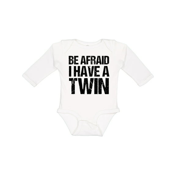 Inktastic Be Afraid I have a Twin Boys or Girls Long Sleeve Baby Bodysuit